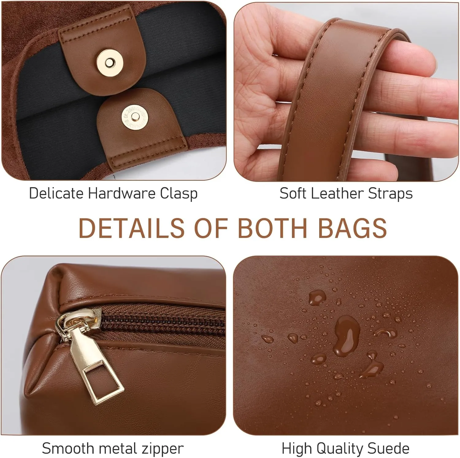 2-Piece Vegan Leather Purse Set for Women: Slouchy Hobo Shoulder Bag & Suede Tote Bag