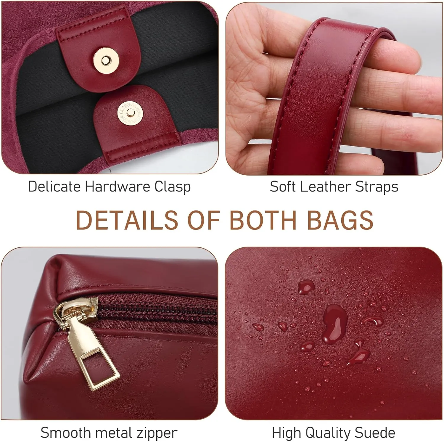 2-Piece Vegan Leather Purse Set for Women: Slouchy Hobo Shoulder Bag & Suede Tote Bag