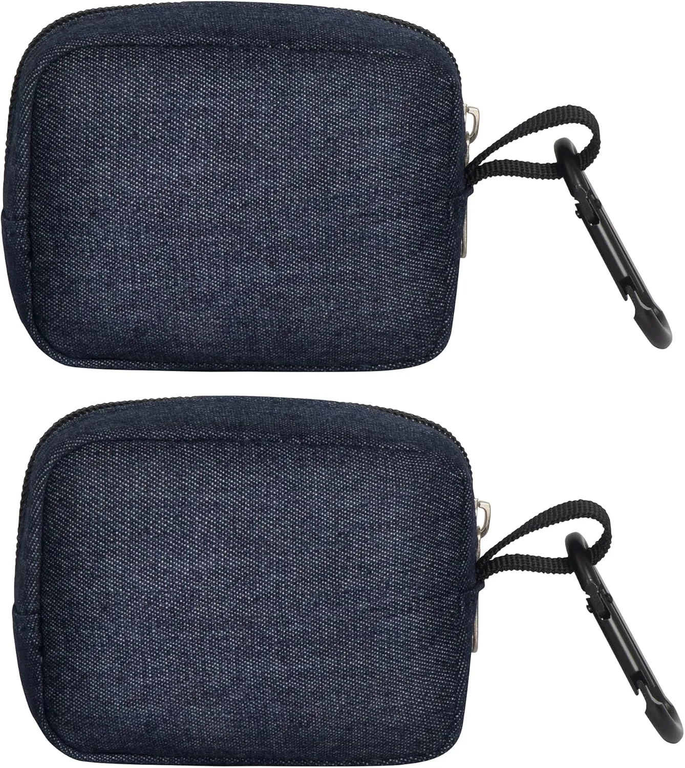 2 Pieces Mini Pouch with Carabiner,Small Pouches for Organization,Small Makeup Bag for Purse,Zipper Coin Pouch,Card Holder Wallet,Travel Storage Carrying Tech Bag for Small Electronic Accessories Blue