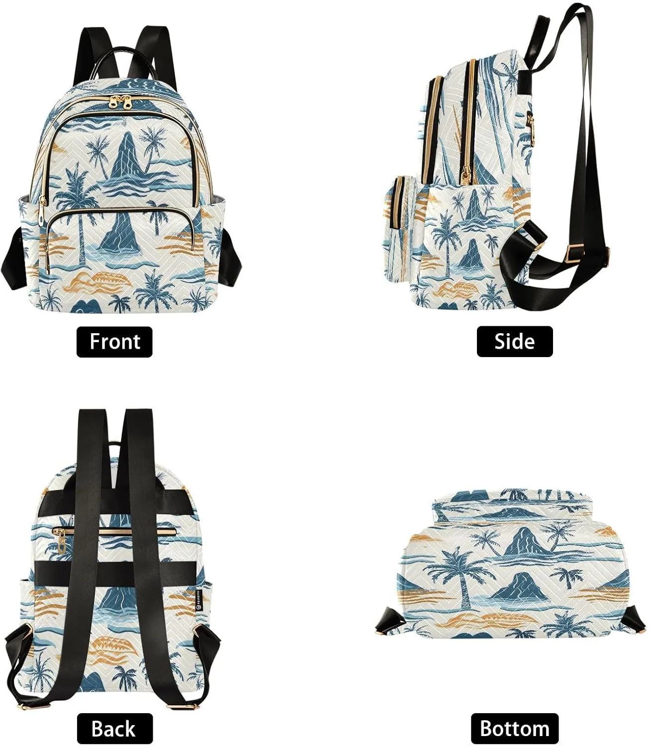 ALAZA Summer Paradise Island Pattern Small Backpack Purse for Women Travel Bag Lightweight Shoulder Bag Fashion Daypack