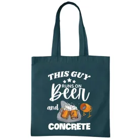 Beer and Concrete Tote Bag for Cement Loving Funny Gift Navy Black Multicolor Canvas Tote Bag