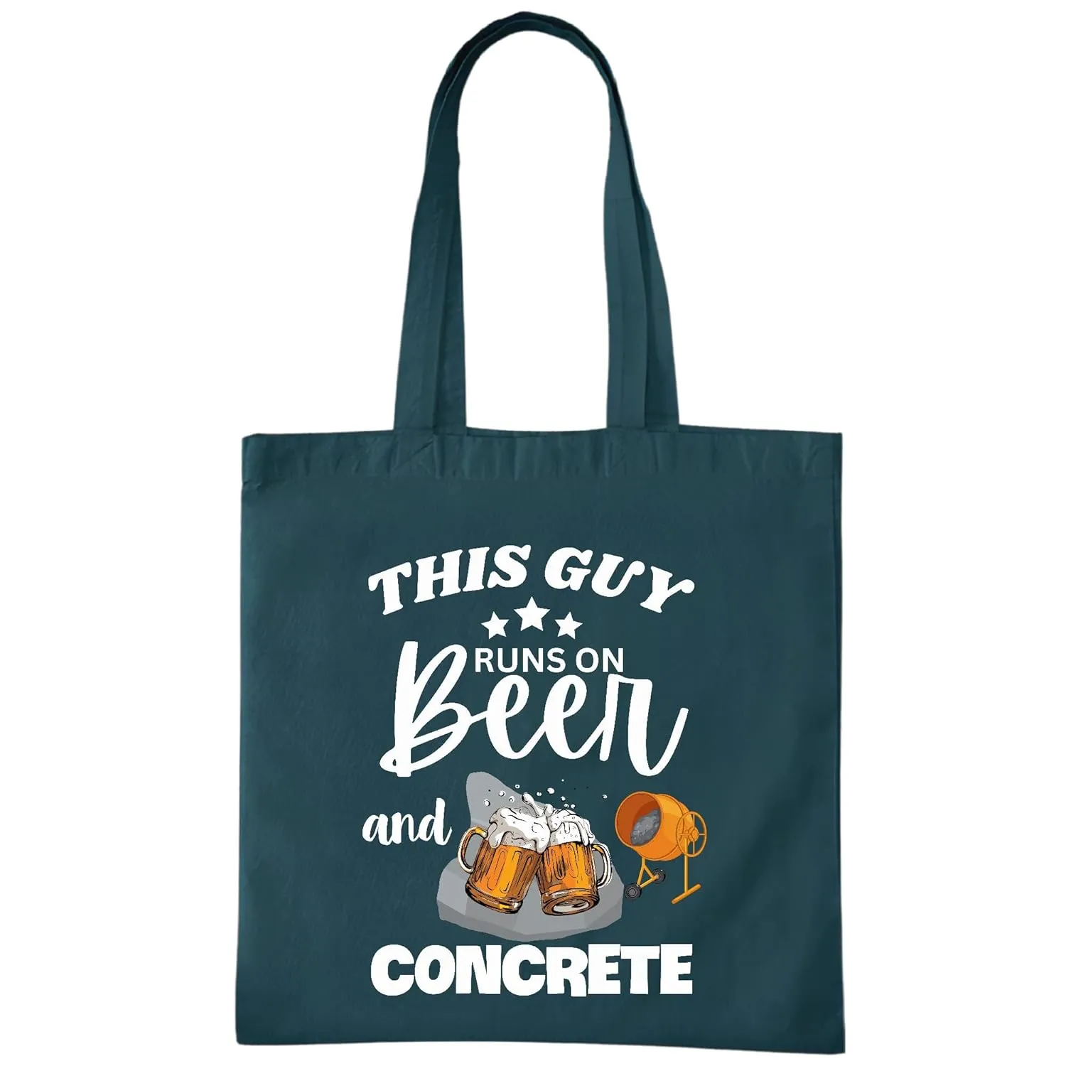 Beer and Concrete Tote Bag for Cement Loving Funny Gift Navy Black Multicolor Canvas Tote Bag