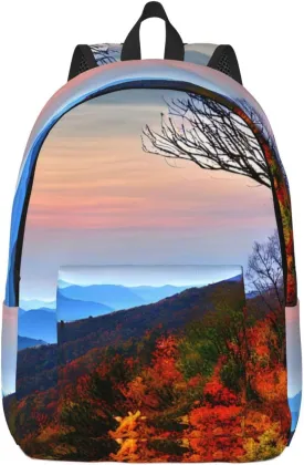 Blue Ridge Mountains Print Canvas Backpack For Women Travel Backpack For Men College Casual Laptop Daypack
