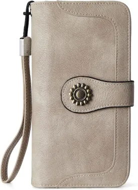 BOSTANTEN Leather Wallet for Women RFID Blocking Zip Around Credit Cards Holder Phone Clutch