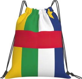 Central African flag print Casual drawstring backpack, lightweight and portable, fit for daily, sports and travel