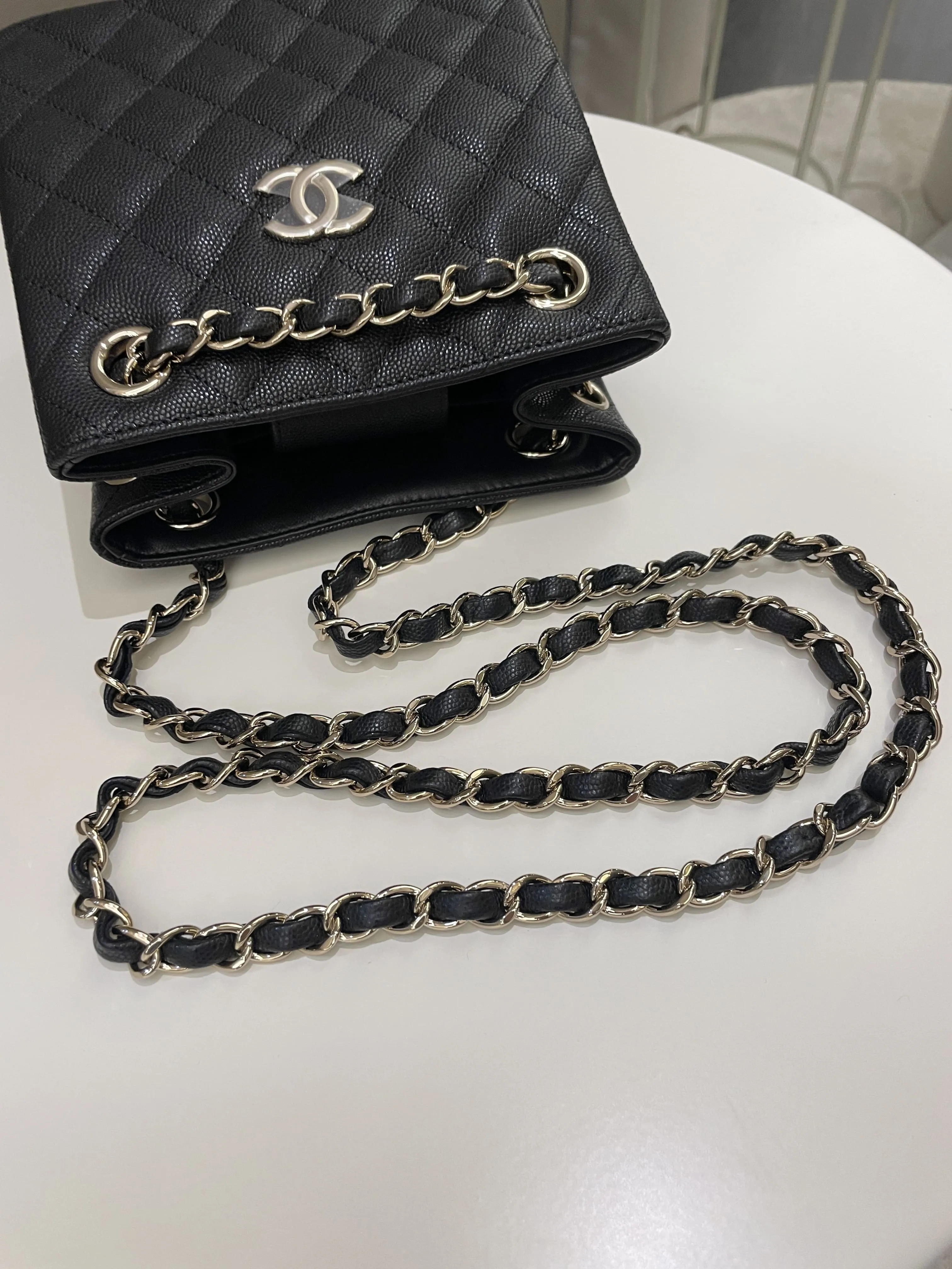 Chanel 22S Mini Bucket Bag Black Caviar