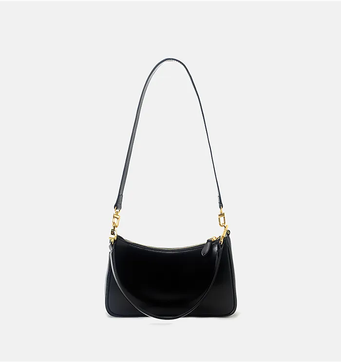 Chic Womens Leather Shoulder Bag Black Crossbody Purses For Women