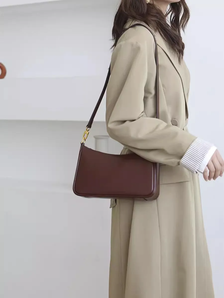 Chic Womens Leather Shoulder Bag Black Crossbody Purses For Women