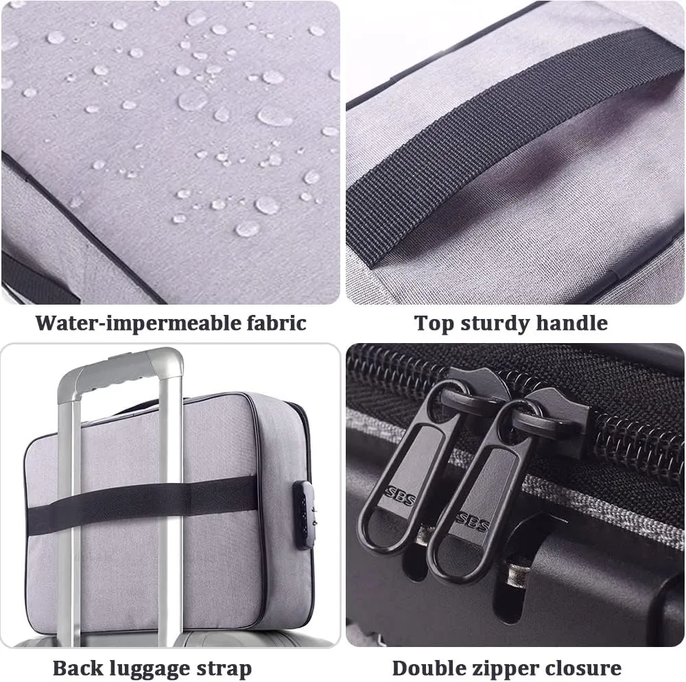 Document Organizer Bag with Code Lock,Watertight 3-Layer File Storage Case,Portable Home Office Travel Important Document Safe for Tablet,Passport,Legal Files,Valuables(Grey)