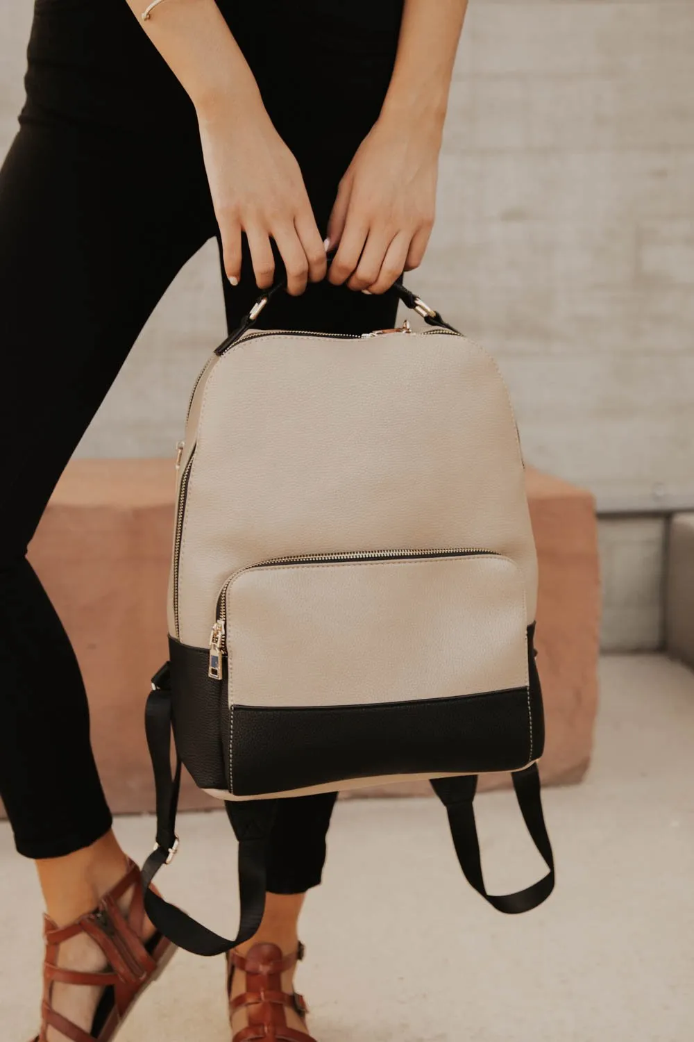 Ellison Zipper Backpack in Oatmeal