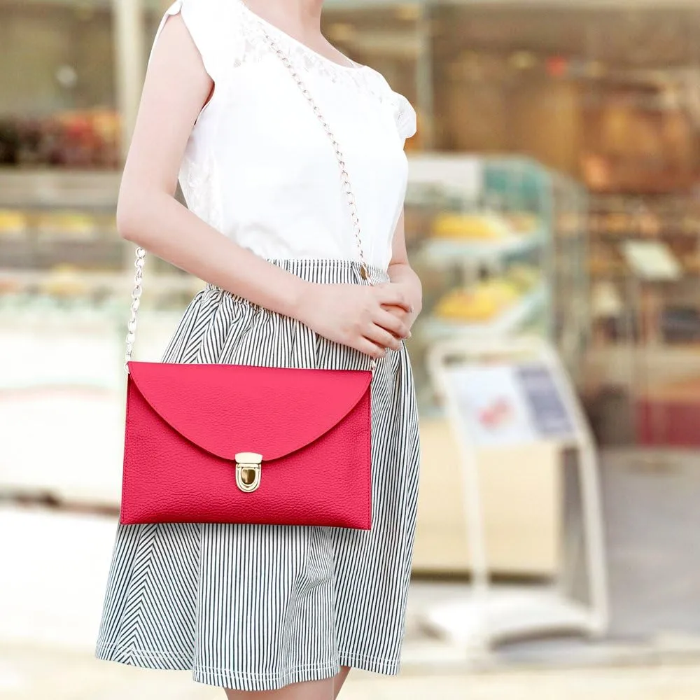 GEARONIC Clutch Purses, PU Leather Evening Envelope Clutch Handbags Womens Crossbody Bag with Chain Strap