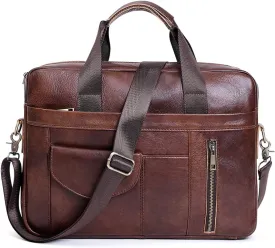 Genuine Leather Business Briefcase Laptop Handbag, Crossbody, Premium Quality, Spacious Design, Versatile Carrying Options