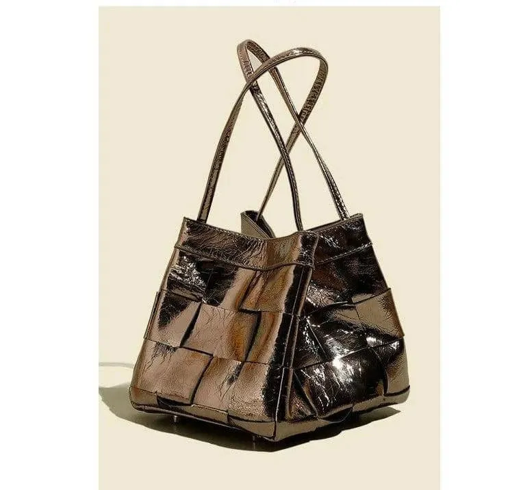 Genuine Leather Weave Handbag