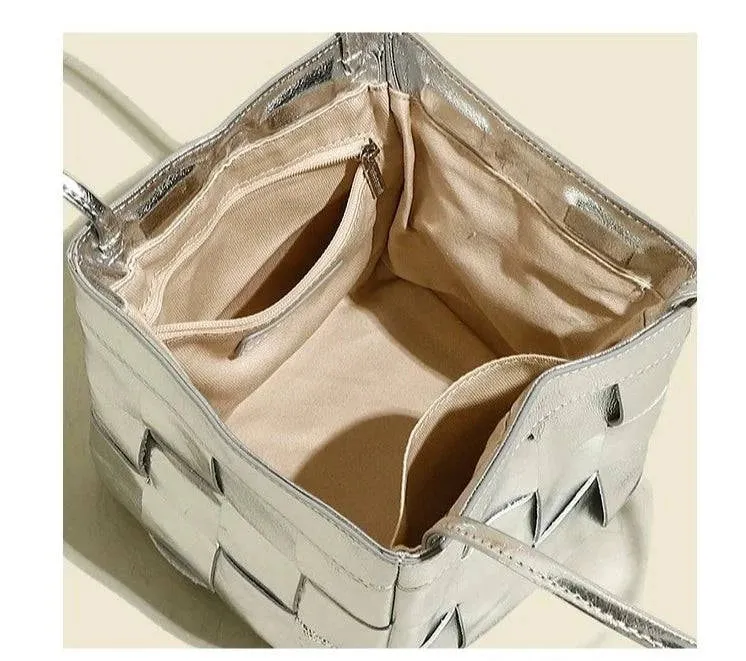 Genuine Leather Weave Handbag