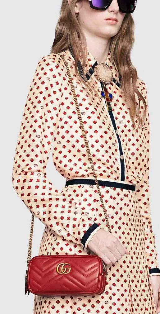 GG Marmont Mini Chain Bag - Dusty Pink, Red, Black