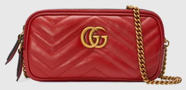 GG Marmont Mini Chain Bag - Dusty Pink, Red, Black