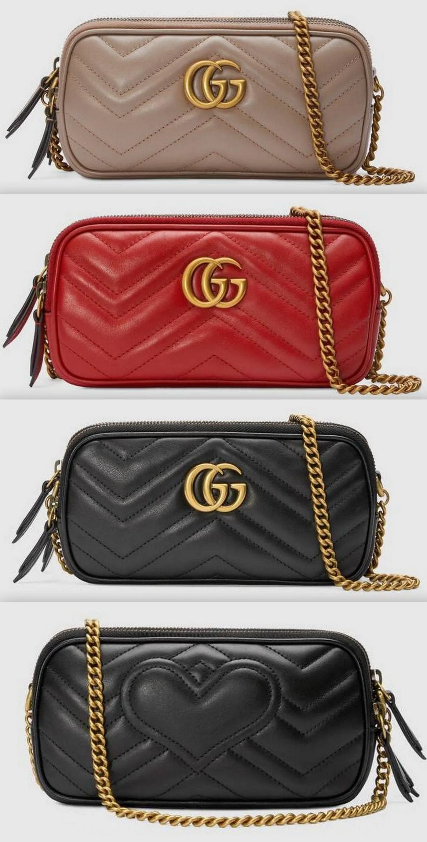 GG Marmont Mini Chain Bag - Dusty Pink, Red, Black