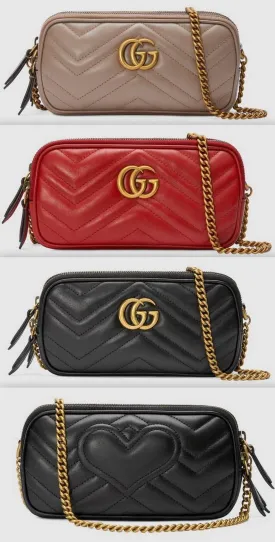 GG Marmont Mini Chain Bag - Dusty Pink, Red, Black