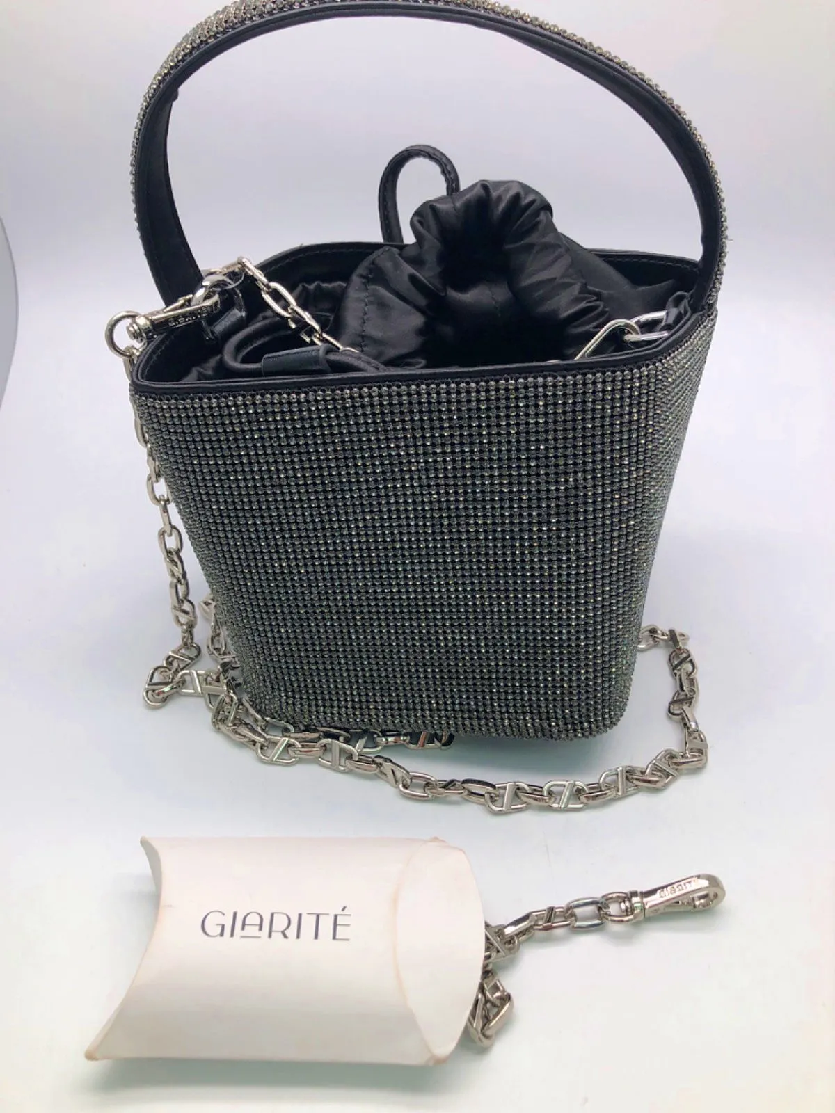 GIARITÉ Black Crystal Embellished Le Caree Box Bag