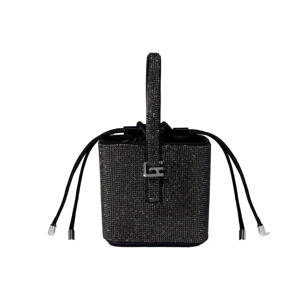 GIARITÉ Black Crystal Embellished Le Caree Box Bag