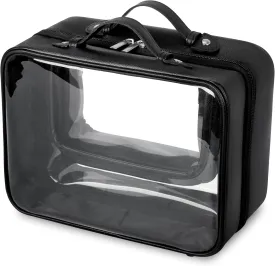 GRANNY SAYS TSA Approved Toiletry Bag, Clear Makeup Bag, Travel Toiletry Bag for Women, Leather Travel Cosmetic Bag, Portable PVC Waterproof Bag, Large Makeup Organizer, Black