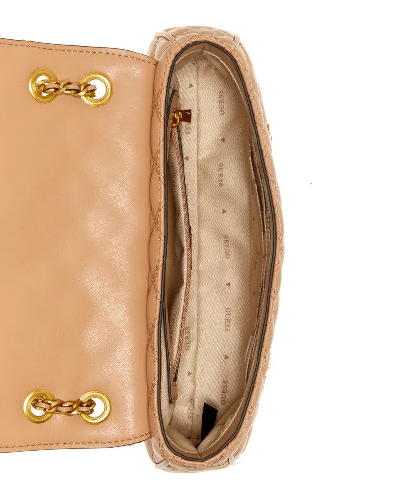 GUESS Giully Quilted Convertible Flap Crossbody Handbag
