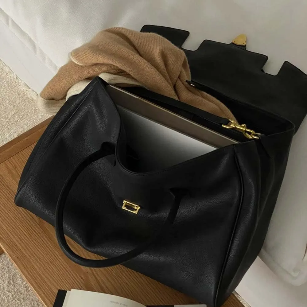 Handheld briefcase women's vintage leather large capacity commuting tanned cowhide women's bag
