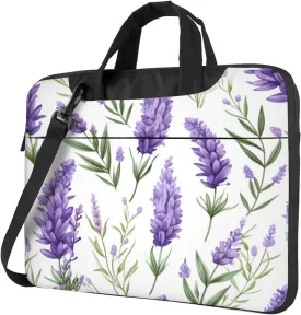 Laptop Case Bag Lavender Flower Purple Floral Leaves Briefcase Messenger Notebook Carrying Bag Case Sleeve For Women Men