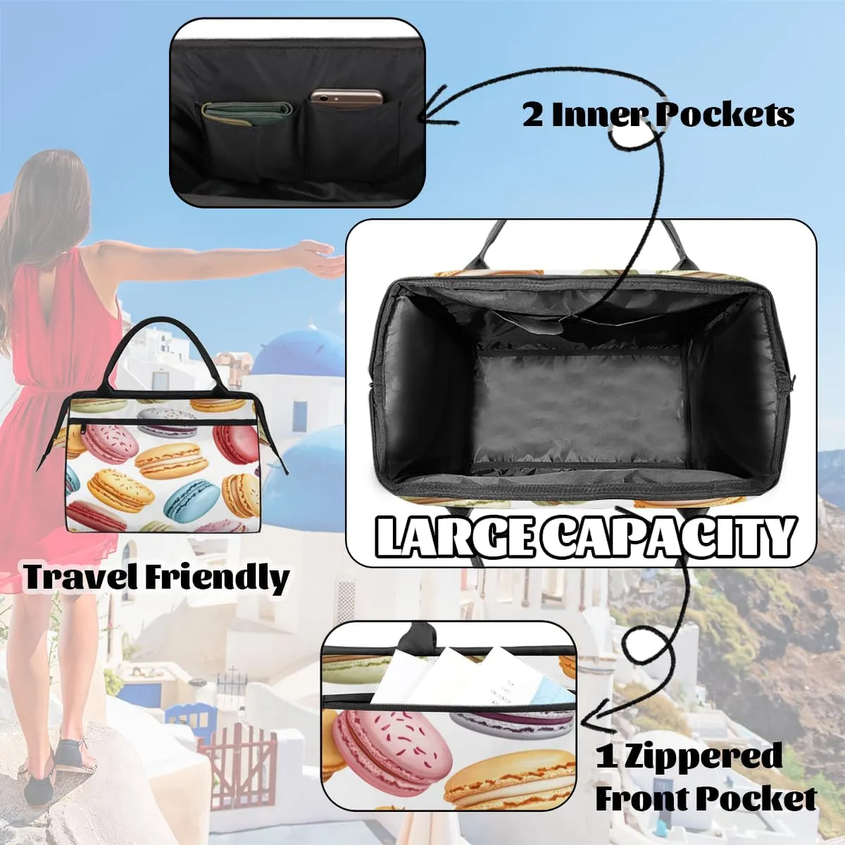 Large Tote Bag for Women with Zipper, Work Gym Tote Nurse Dance Yoga Bag for Sport, Travel
