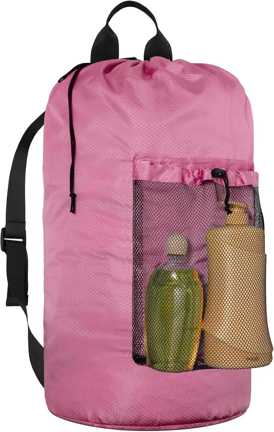Large Travel Backpack with Mesh Pocket & Adjustable Shoulder Straps - Portable Laundry Bag for College Dorm, Apartment
