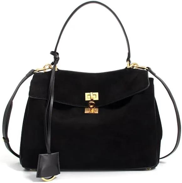 Leather Suede Tote Bag for Women: Genuine Leather Shoulder Handbag - Large Suede Satchel Purse