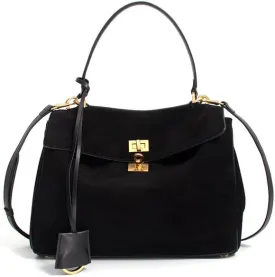 Leather Suede Tote Bag for Women: Genuine Leather Shoulder Handbag - Large Suede Satchel Purse