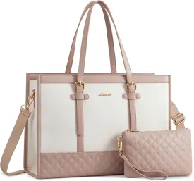 LOVEVOOK Laptop Tote for Women, 15.6 inch Canvas Laptop Bag with Clutch Purse, Computer Office Business Briefcase, Casual Handbag for Travel College Teacher School
