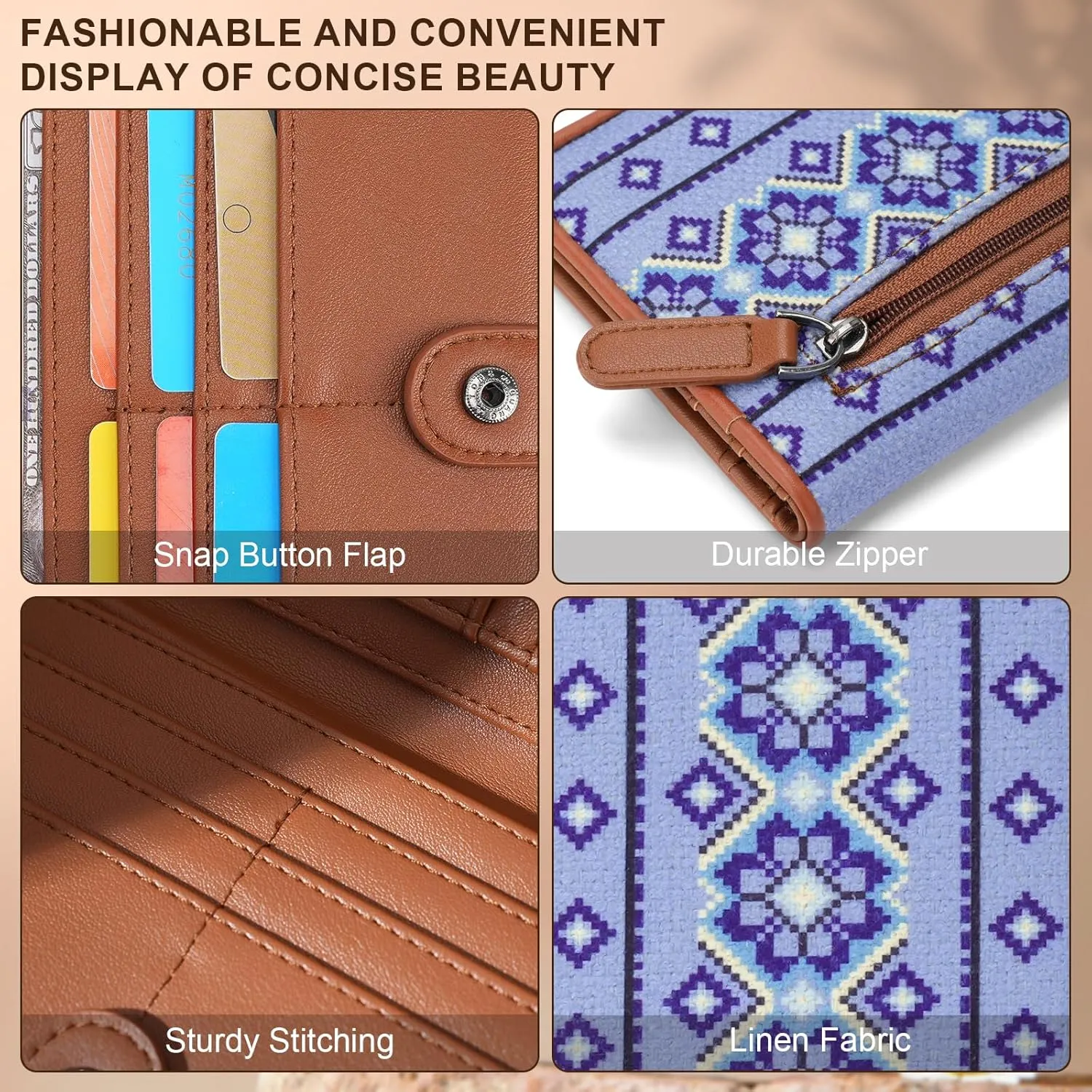 MEITRUE Slim Wallet Women Ultra Thin Leather Womens Wallet RFID Blocking Credit Card Holder Bifold Clutch Long Ladies wallet