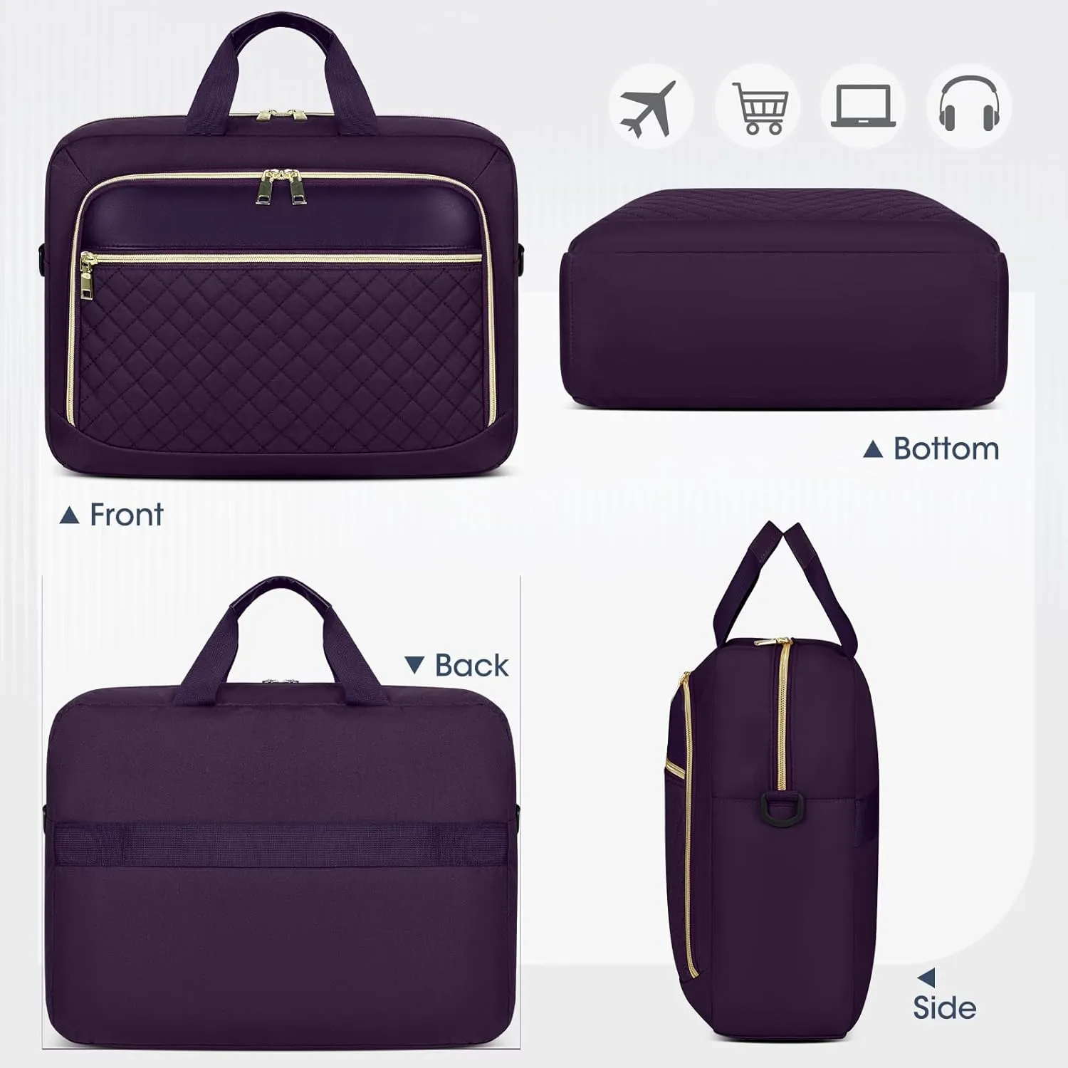NEWHEY Laptop Bag 17.3 Inch Laptop Briefcase for Women Men Waterproof Shoulder Messenger Bag Large Computer Bag for Business Office Work College, Purple