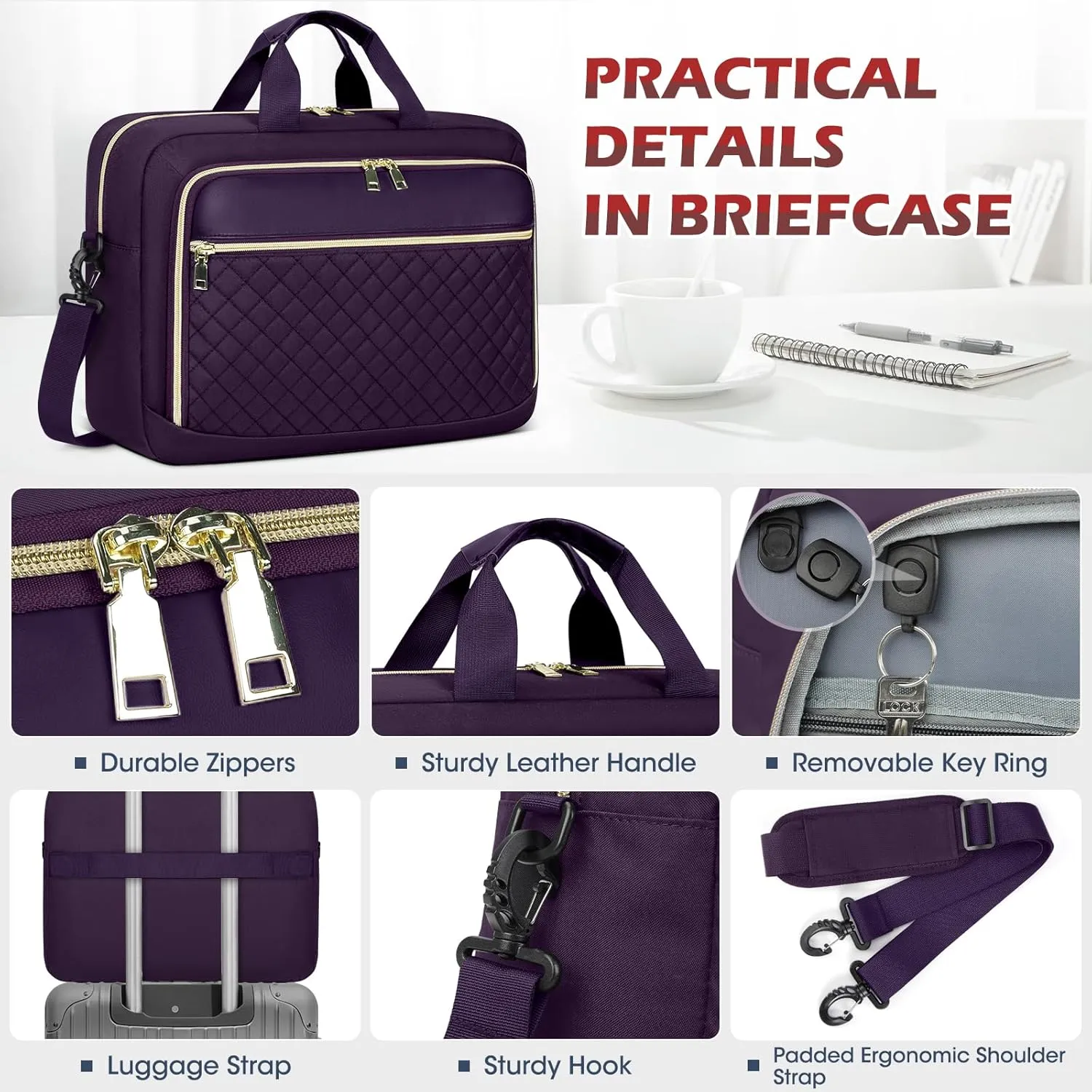 NEWHEY Laptop Bag 17.3 Inch Laptop Briefcase for Women Men Waterproof Shoulder Messenger Bag Large Computer Bag for Business Office Work College, Purple