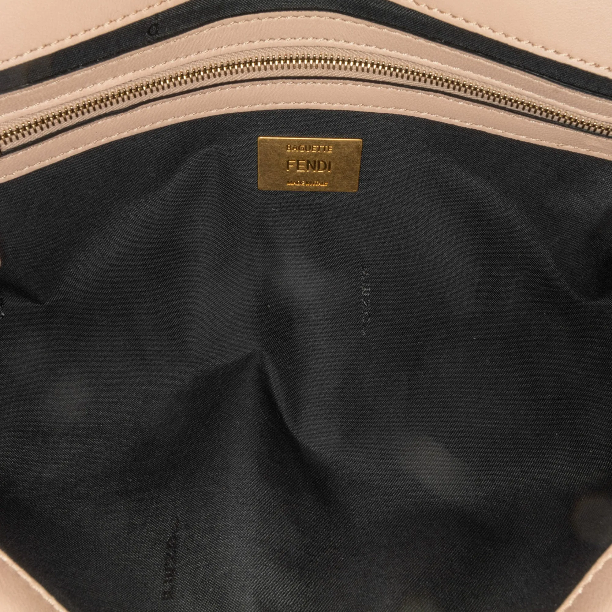 Pink Fendi Bicolor Leather Chain Midi Baguette Shoulder Bag