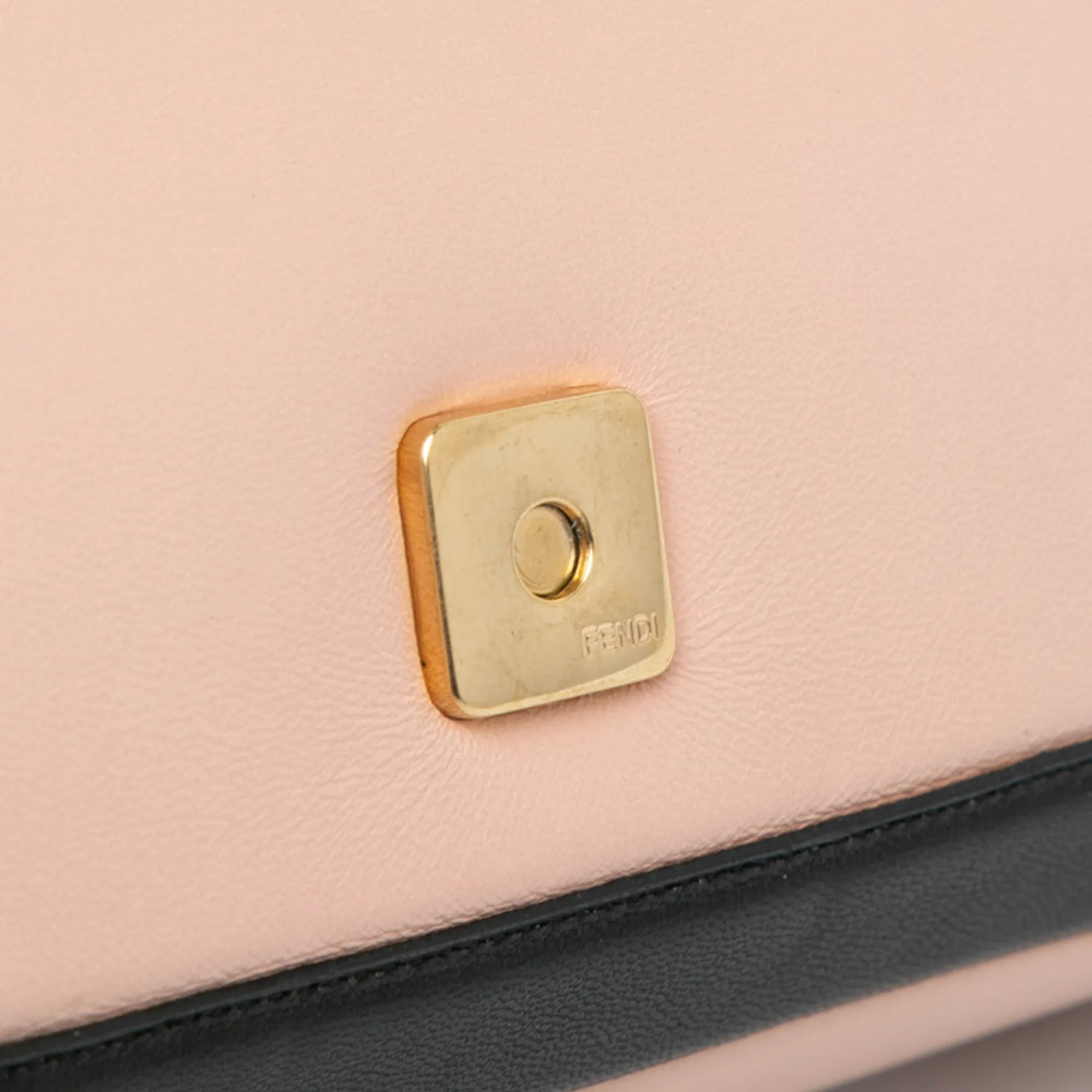 Pink Fendi Bicolor Leather Chain Midi Baguette Shoulder Bag