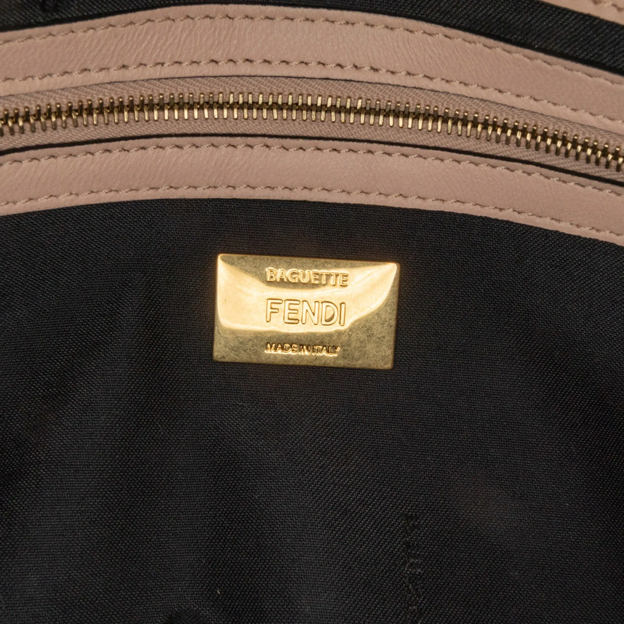 Pink Fendi Bicolor Leather Chain Midi Baguette Shoulder Bag