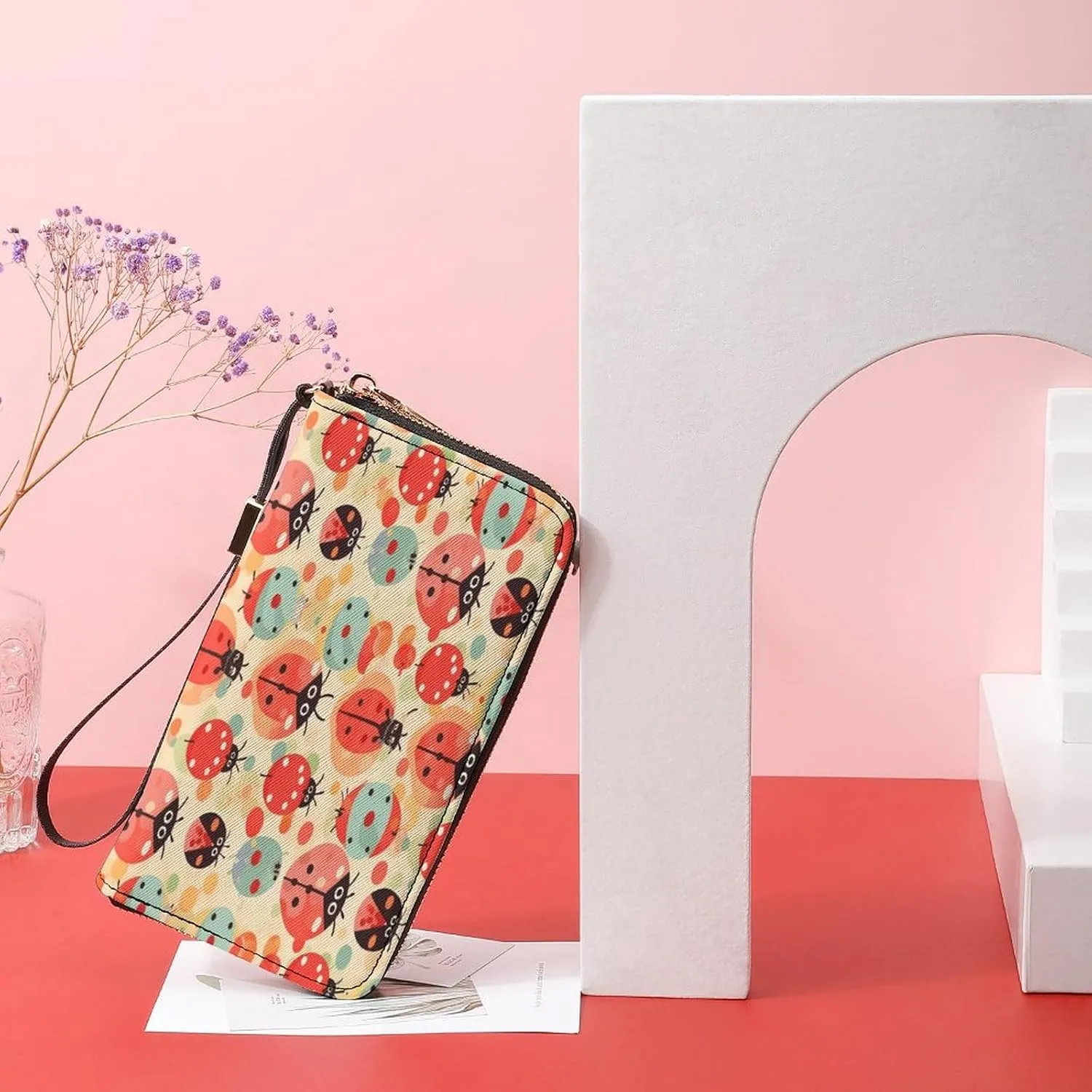 Rfid Wallet Women Personalized Ladybugs Cartoon Pattern Long Clutch Wallet Card Wallets For Women Men