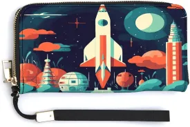 Rfid Wallet Women Personalized Rocket in Space Long Clutch Wallet Card Wallets For Women Men