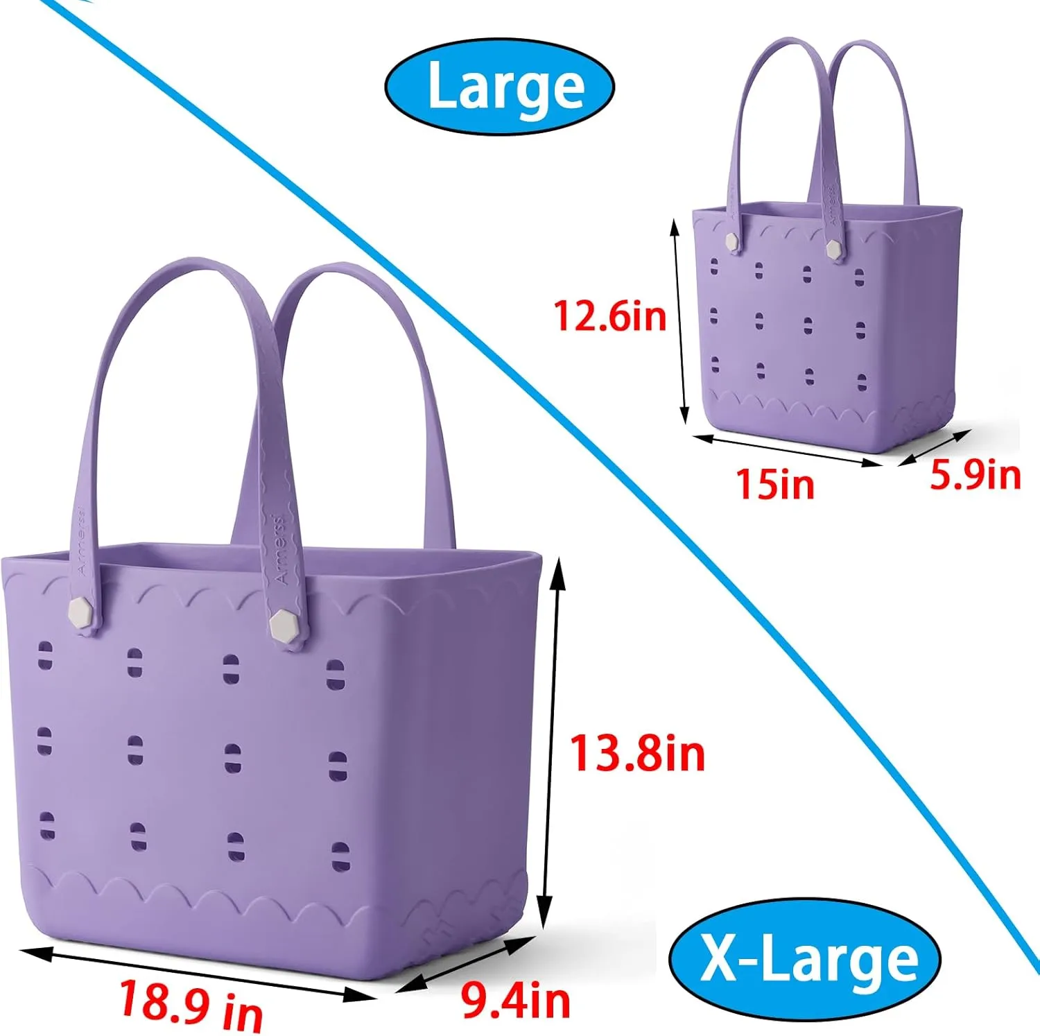 Rubber Beach Bag Waterproof Washable Tip-Proof Durable Tote Bag for Beach Boat Pool and Sports X Large Rubber Tote