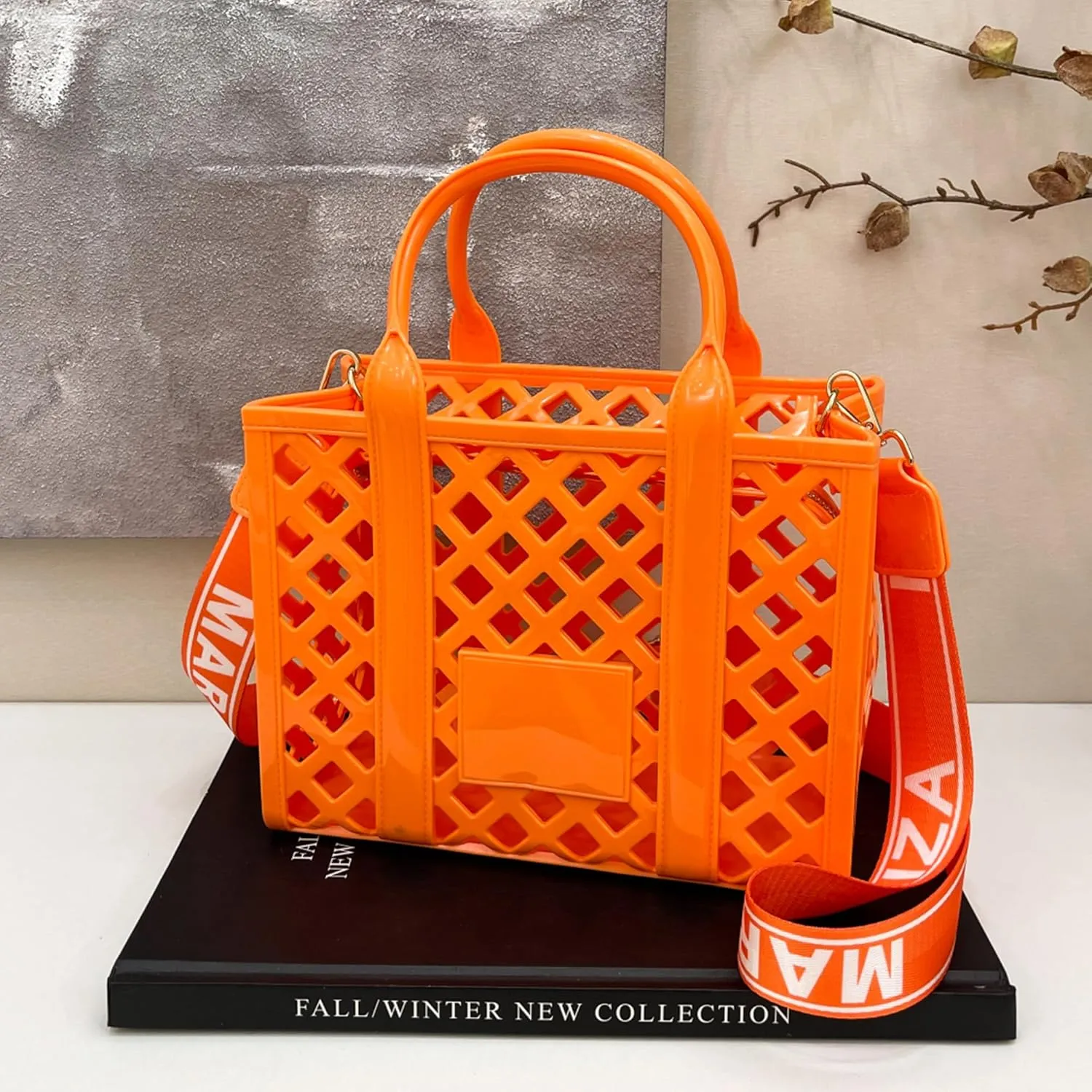 Rubber Tote Bag Purses for Women, Summer Fashion Mesh Beach Bag Small Shoulder Bag Jelly Bag for Sports, Pool, Beach