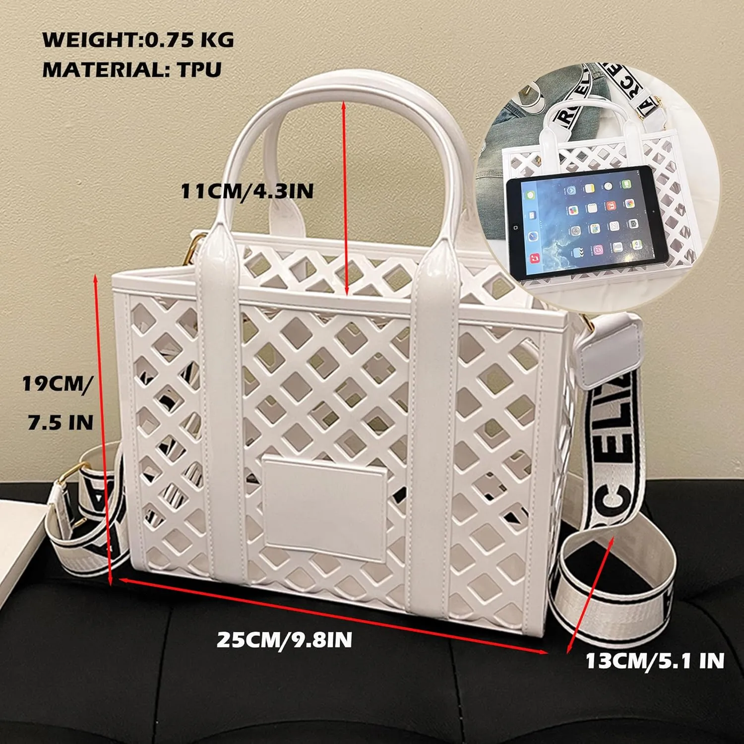 Rubber Tote Bag Purses for Women, Summer Fashion Mesh Beach Bag Small Shoulder Bag Jelly Bag for Sports, Pool, Beach