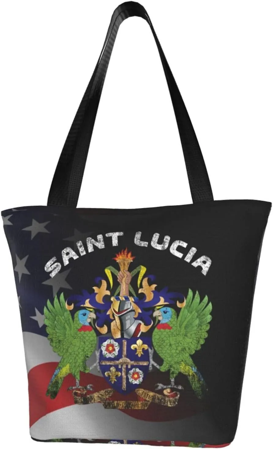 Saint Lucia Coat Of Arms Saint Lucia Fashion Shoulder Bag Large Capacity For Man Or Woman