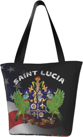 Saint Lucia Coat Of Arms Saint Lucia Fashion Shoulder Bag Large Capacity For Man Or Woman