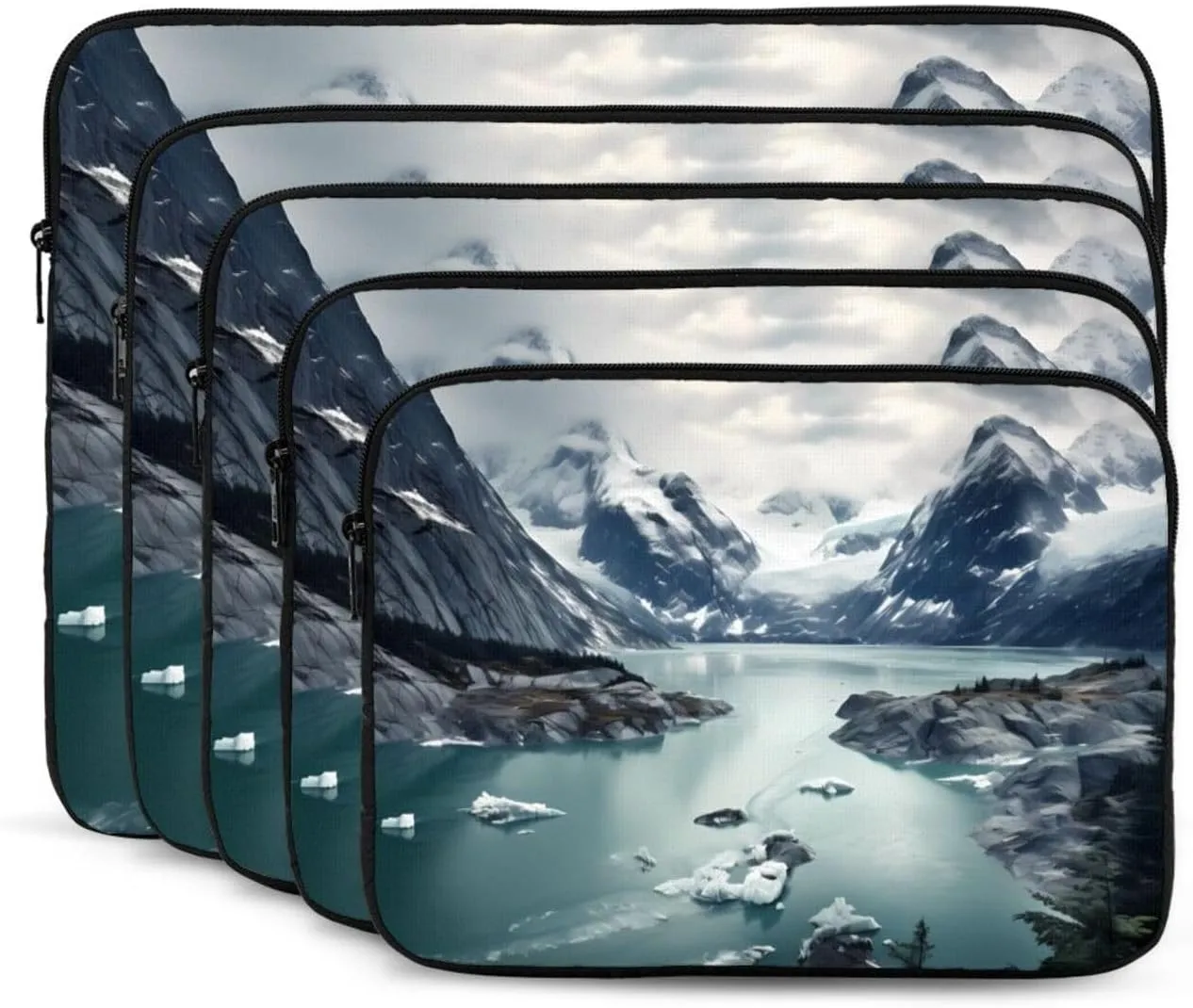 Shockproof Portable Laptop Sleeve Bag 15 inch - for Trip, Travel, Office, Daily Use - for Men and Women Glacier Fjord, Alaska Pattern