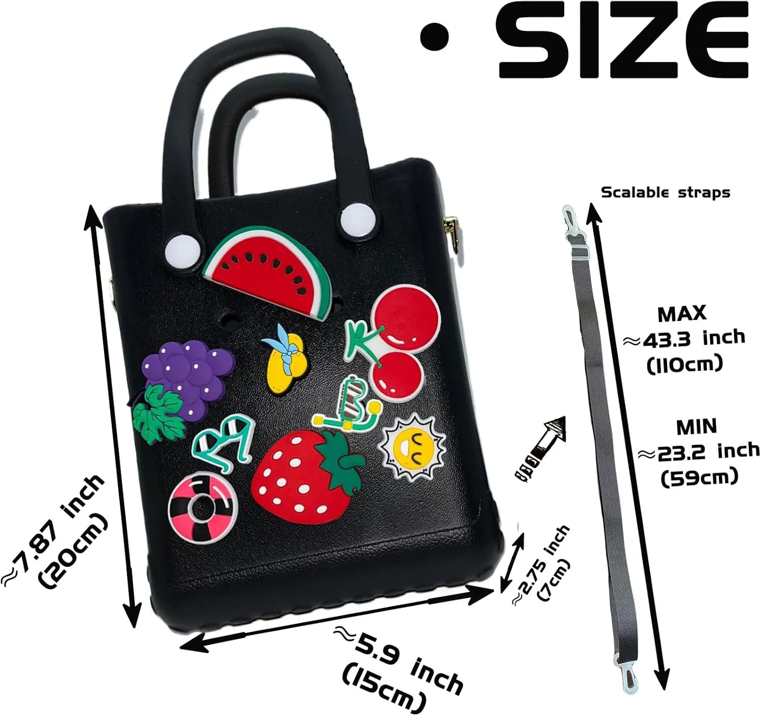 Small Rubber Beach Bag Waterproof Mini Eva Tote Pool Bag With Holes and Crossbody Strap For Women