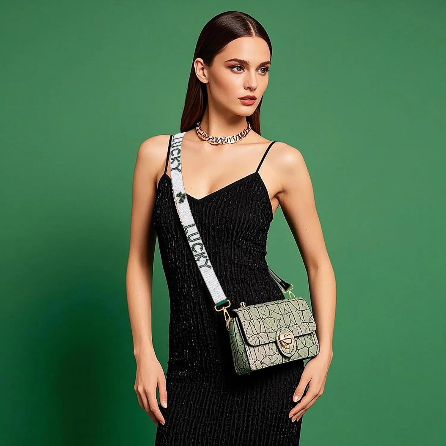 St.Patricks Day Purse Strap Replacement Beaded Lucky Shamrock Purse Strap Irish Crossbody Shoulder Bag Straps
