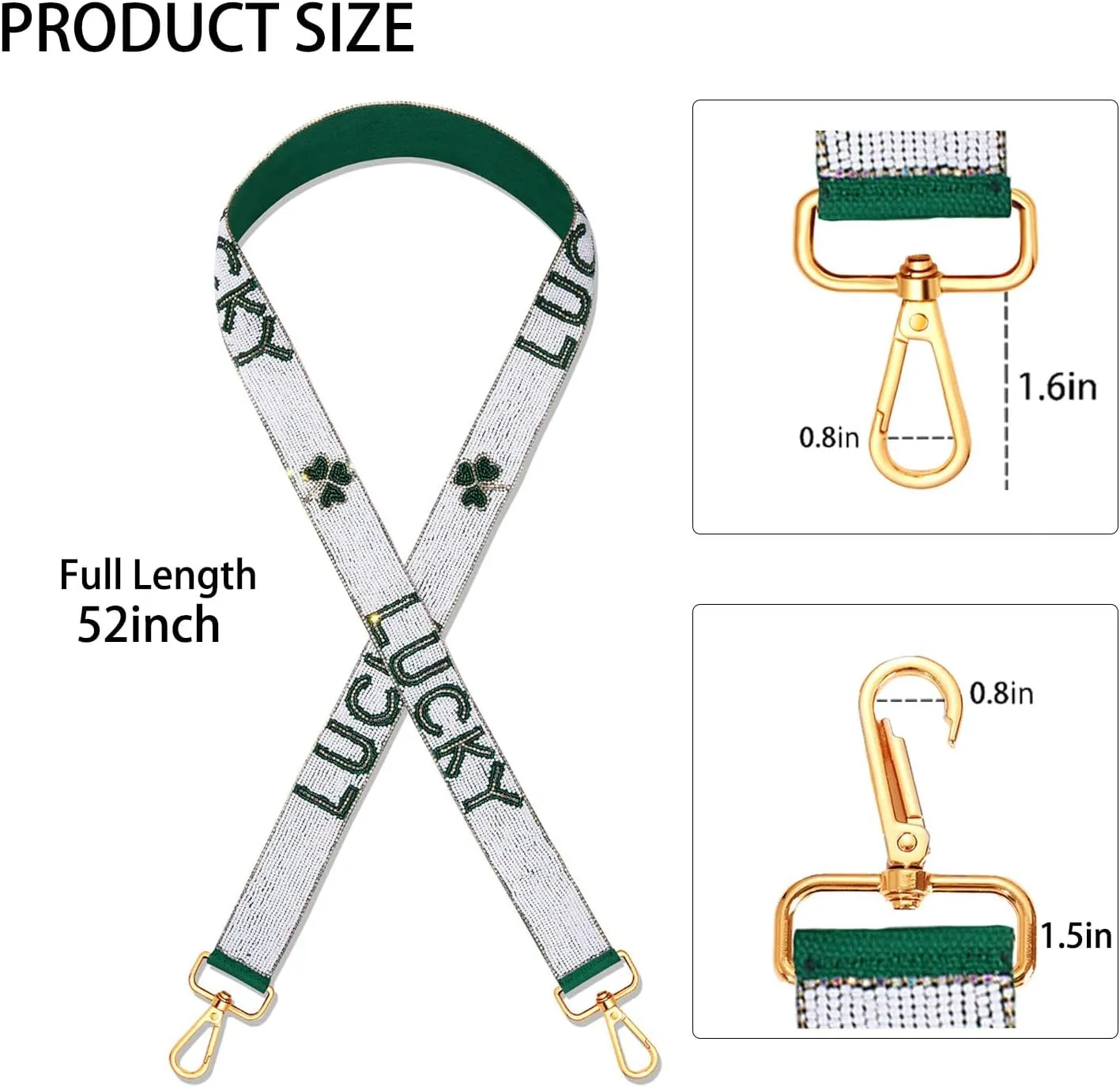 St.Patricks Day Purse Strap Replacement Beaded Lucky Shamrock Purse Strap Irish Crossbody Shoulder Bag Straps